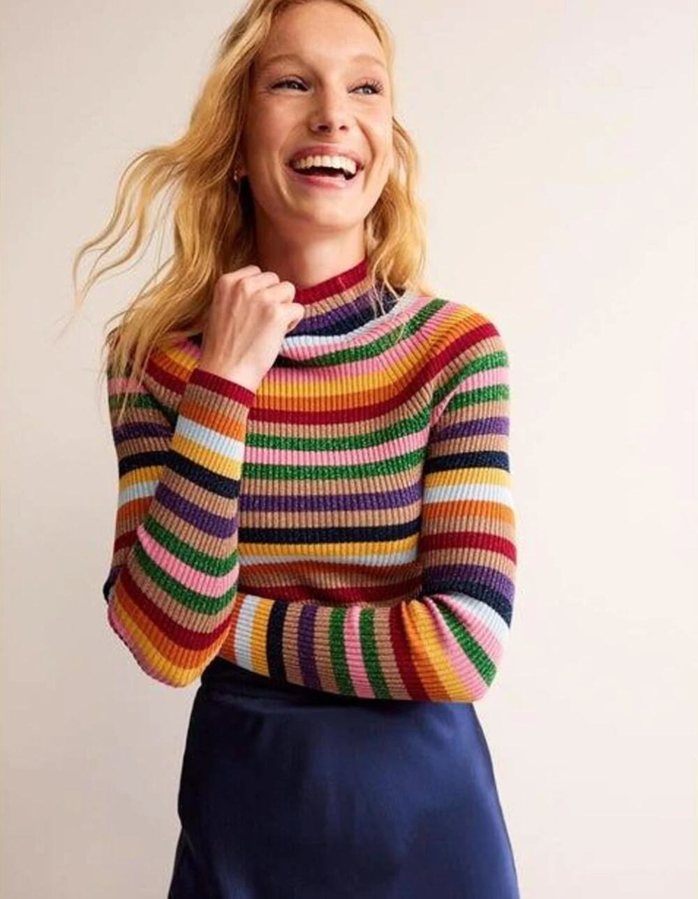 BODEN Matilda Sparkle Stripe Sweater Multicolor Sz XL $104 {3U11}
